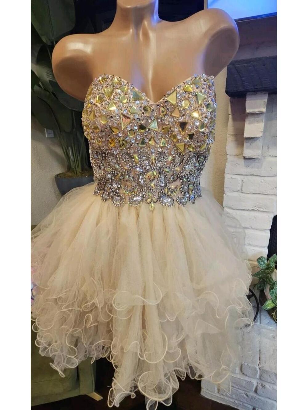 Vintage Let's Fashion Cupcake Dress Champagne Color Small